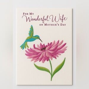 Embroidered Mother’s Day Card – For My Wonderful Wife – 6x9 – New with Envelope